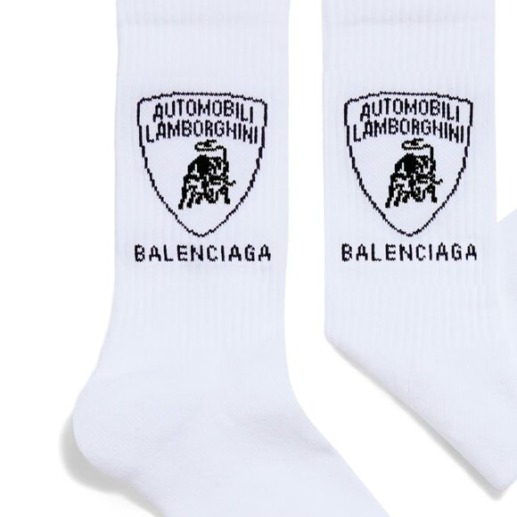 Balenciaga Lamborghini Socks in White & Black Small Unisex - Picture 2 of 7